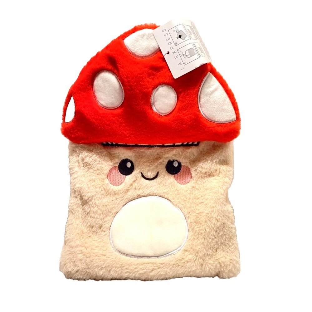 Mushroom Hot Water Bottle Cute Soft Fuzzy Plush Warm Water Bag Heat Relief New